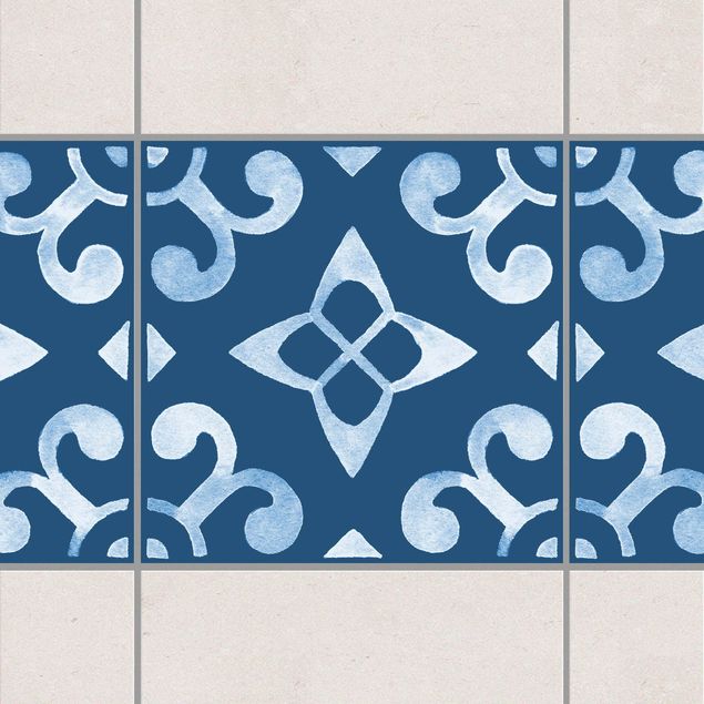 Decoración de cocinas Pattern Dark Blue White Series No.5