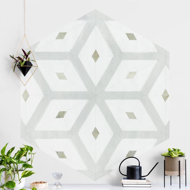 Papel pared geométrico Tiles From Sea Glass