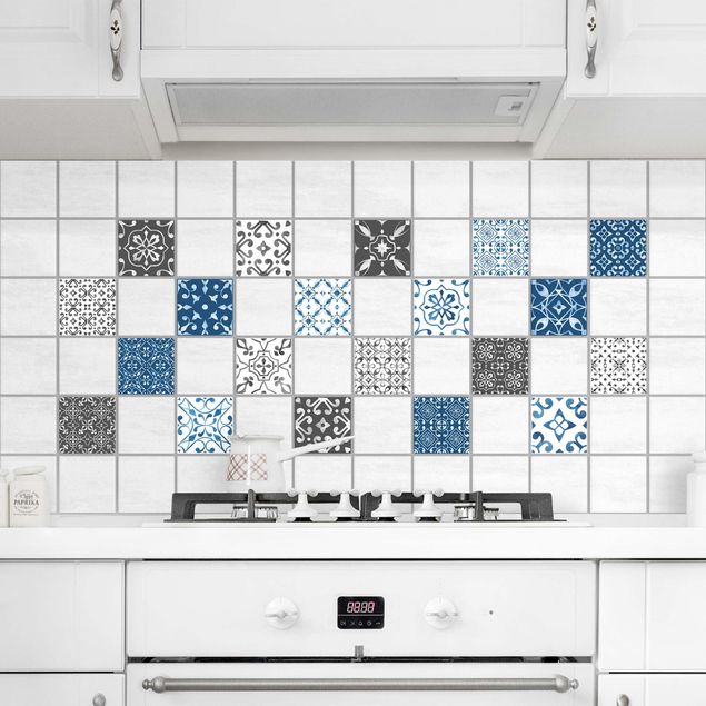 Adhesivos para azulejos patrones Watercolour Pattern Mix Gray Blue