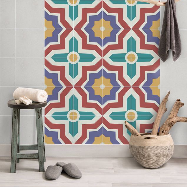 Adhesivos para azulejos en multicolor 4 Moroccan tiles crisscross