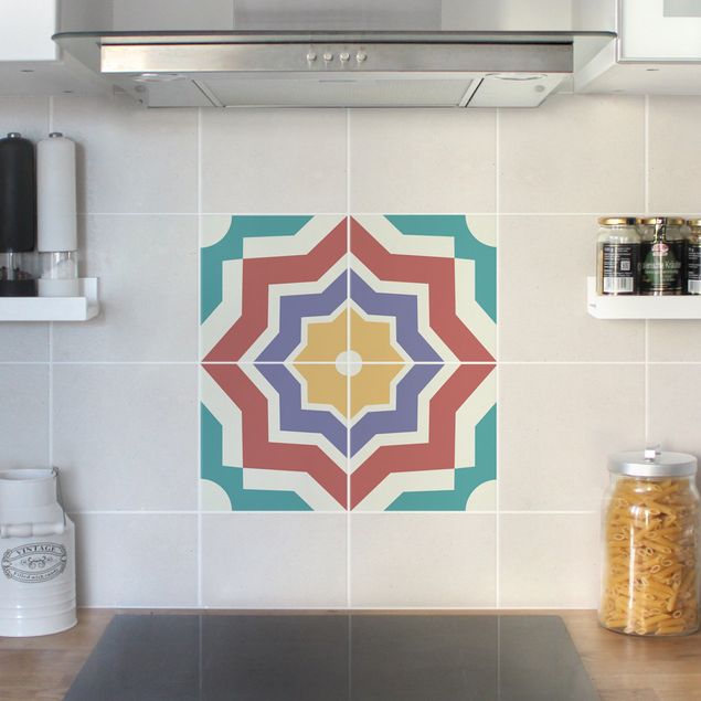 Adhesivos para azulejos marroquí 4 Moroccan tiles star pattern