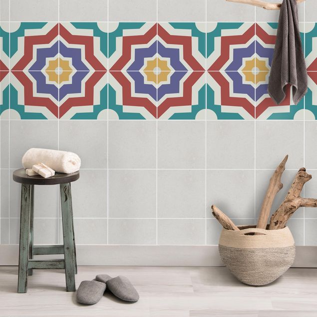 vinilo para azulejos 4 Moroccan tiles star pattern