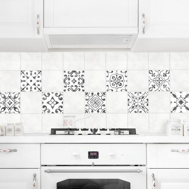 Adhesivos para azulejos en gris Pattern Gray White Set