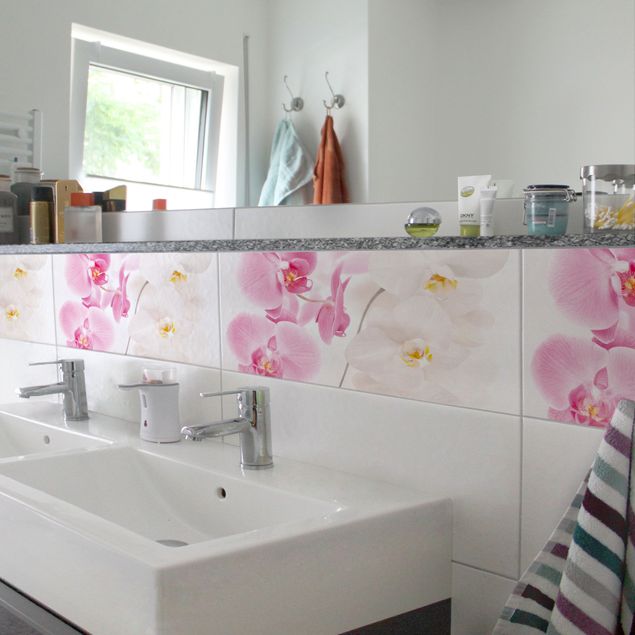 vinilos para cubrir azulejos baño Delicate Orchids