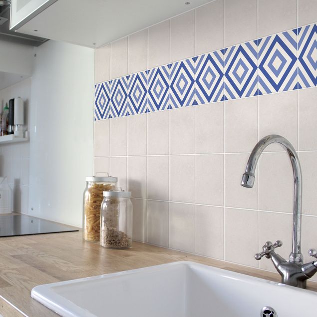 Adhesivos para azulejos en azul Moroccan tile karo blue white