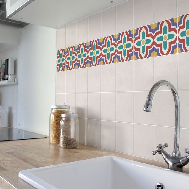 Adhesivos para azulejos en multicolor Moroccan tile crisscross pattern