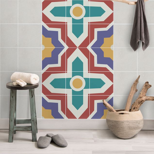 Vinilo azulejos cocina Tile Sticker Set - Moroccan tiles cross ornament
