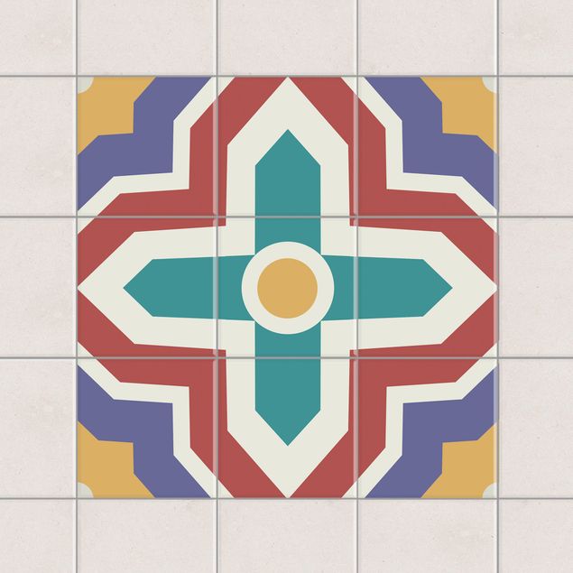 Decoración de cocinas Tile Sticker Set - Moroccan tiles cross ornament