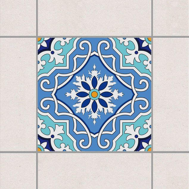 Decoración cocina Mediterranean tile pattern blue turquoise