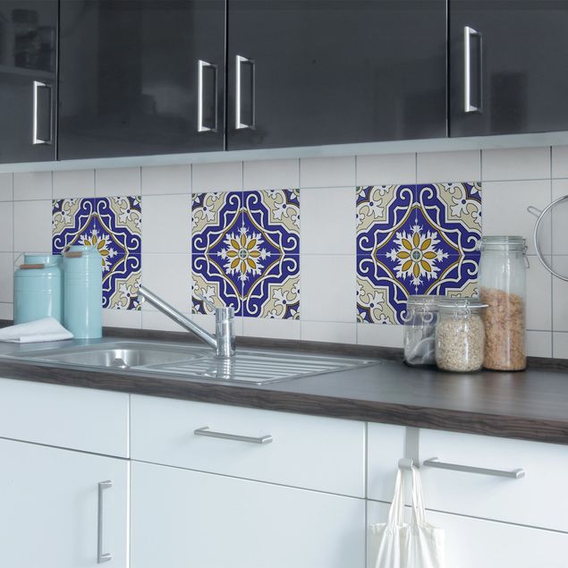 vinilo para azulejos cocina Tile Sticker Set - Ornament from 4 Spanish tiles