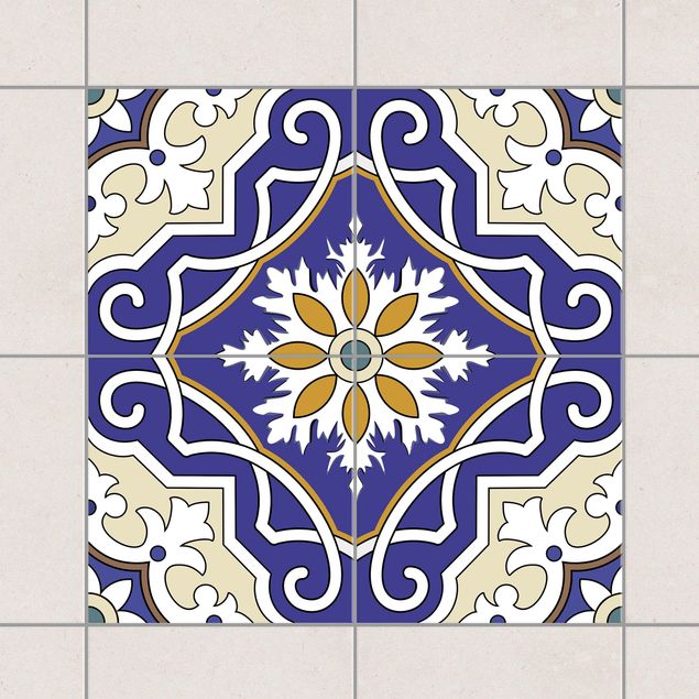 Decoración cocina Tile Sticker Set - Ornament from 4 Spanish tiles
