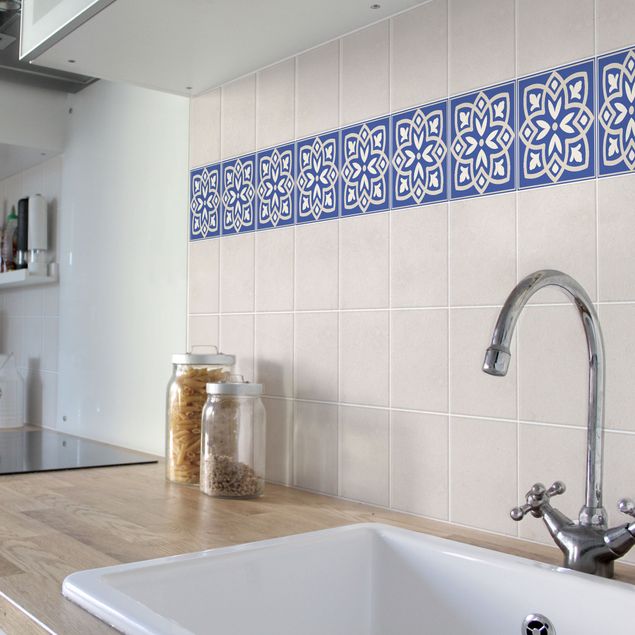 Adhesivos para azulejos en multicolor Portuguese tile with blue flower