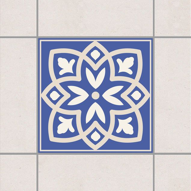Decoración de cocinas Portuguese tile with blue flower