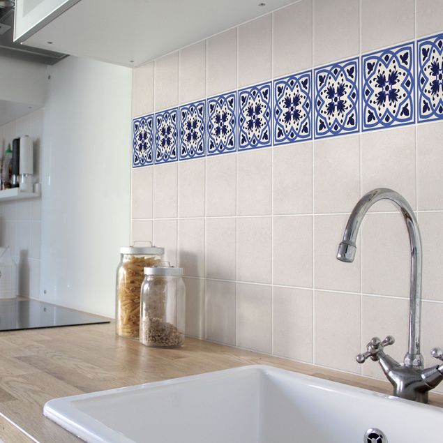 Vinilo azulejos cocina Portuguese tile white