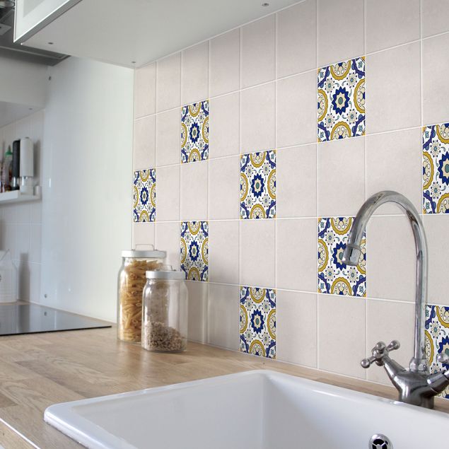 Adhesivos para azulejos en multicolor Portuguese tile panel from 4 Azulejo tiles