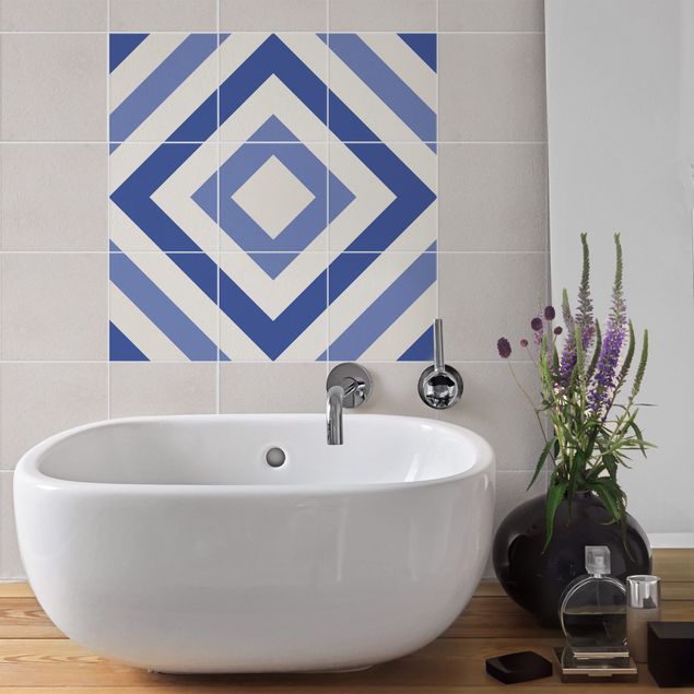 Adhesivos para azulejos patrones Tile Sticker Set - Moroccan tiles check blue white