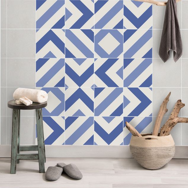 Adhesivos para azulejos Tile Sticker Set - Moroccan tiles check blue white