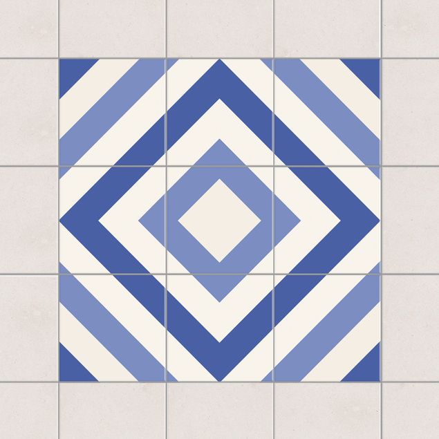 Decoración cocina Tile Sticker Set - Moroccan tiles check blue white