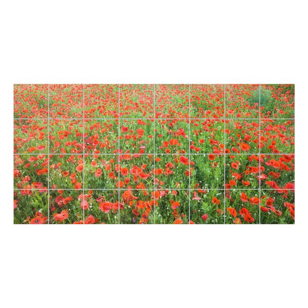 Adhesivos para azulejos en verde Poppy Field
