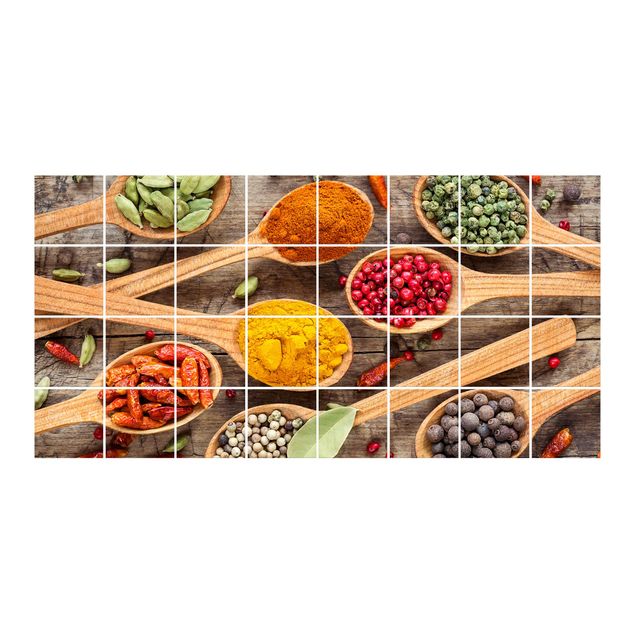 Adhesivos para azulejos Spices On Wooden Spoon