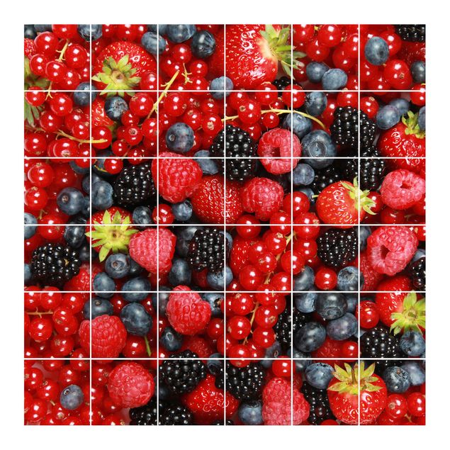 Adhesivos para azulejos en rojo Fruity Berries