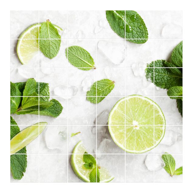 Adhesivos para azulejos Lime Mint On Ice Cubes