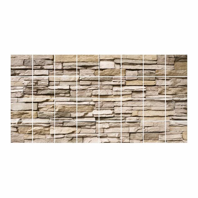 vinilos para cubrir azulejos baño Asian Stonewall - Stone Wall From Large Light Coloured Stones