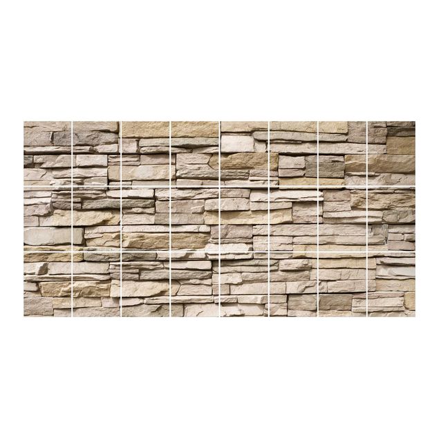 vinilo para azulejos Asian Stonewall - Stone Wall From Large Light Coloured Stones