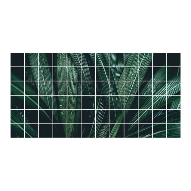 Vinilo azulejos cocina Green Palm Leaves