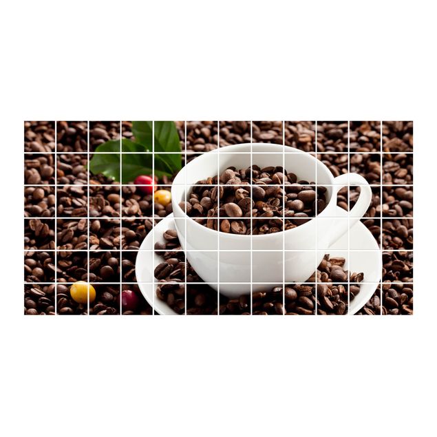 Adhesivos para azulejos Coffee Cup With Roasted Coffee Beans