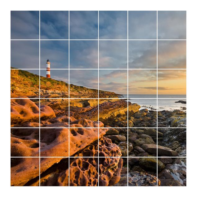 vinilo para azulejos Tarbat Ness Ocean & Lighthouse At Sunset