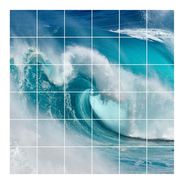 Adhesivos para azulejos en azul Raging Waves