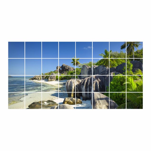 Vinilo azulejos cocina Dream Beach Seychelles