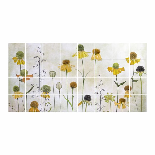 vinilo para azulejos Delicate Helenium Flowers