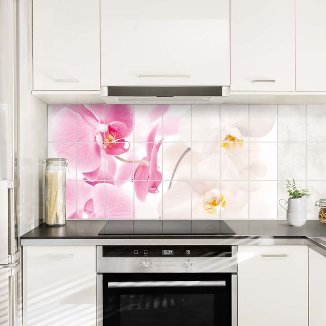 Vinilo azulejos cocina Tile Mural Delicate Orchids