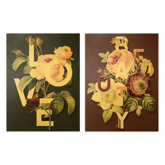 Cuadros de flores Floral Typography - Love & Beauty