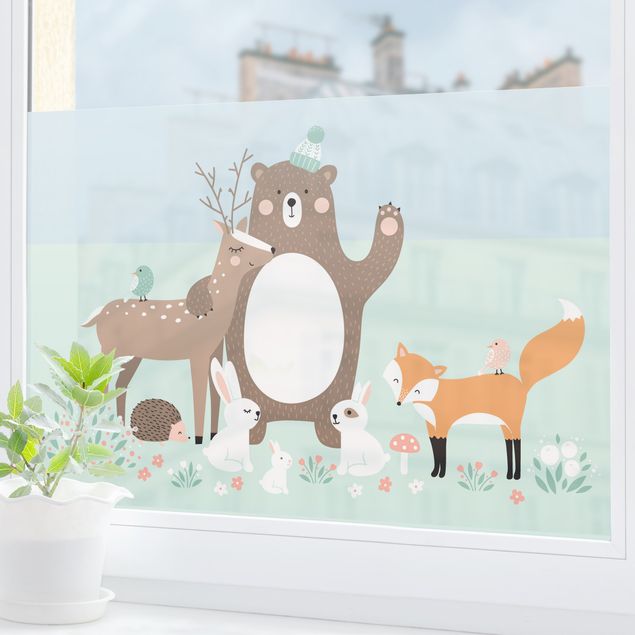 Laminas adhesivas pared Forest Friends with forest animals blue