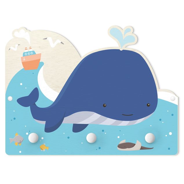 Percheros de pared Friendly Whale In The Ocean