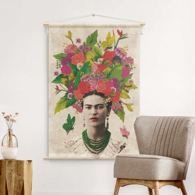 Tela colgante Frida Kahlo - Flower Portrait