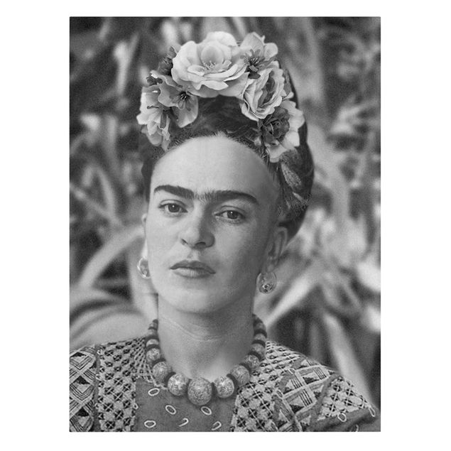 Cuadros modernos blanco y negro Frida Kahlo Photograph Portrait With Flower Crown