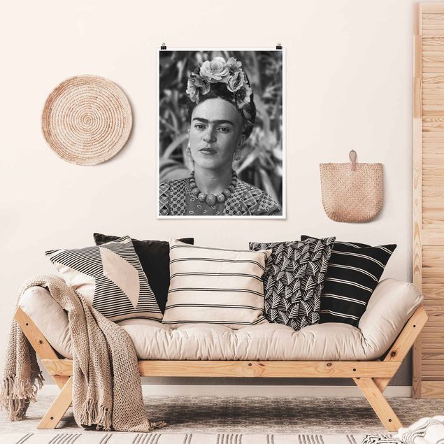 Póster de cuadros famosos Frida Kahlo Photograph Portrait With Flower Crown
