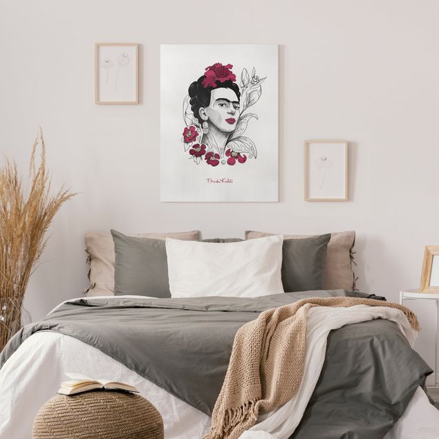 Lienzos de cuadros famosos Frida Kahlo Portrait With Flowers