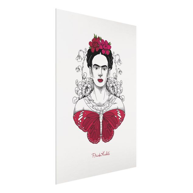 Reproducciónes de cuadros Frida Kahlo Portrait With Flowers And Butterflies
