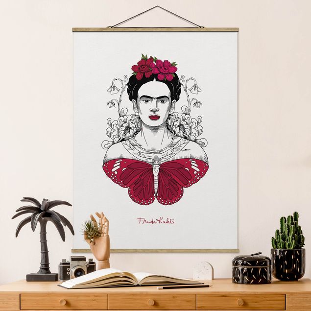 Reproducciones de cuadros Frida Kahlo Portrait With Flowers And Butterflies