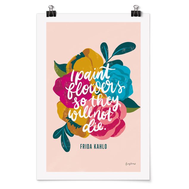 Cuadros Frida quote with flowers