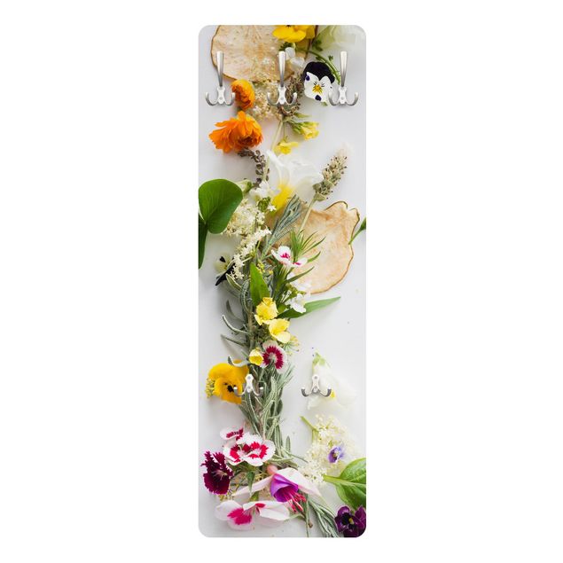 Percha pared Fresh Herbs With Edible Flowers