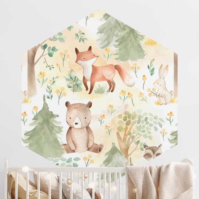 Decoración habitación infantil Fox And Hare With Trees