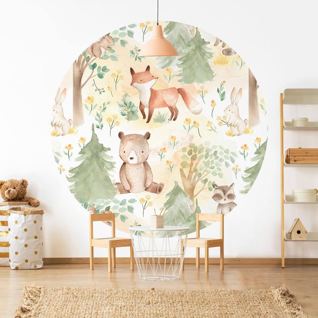 Decoración infantil pared Fox And Hare With Trees