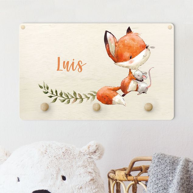 Decoración habitación infantil Fox And Mouse Are Friends With Customised Name