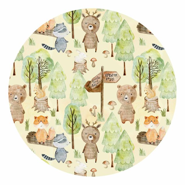Papel pared animales Fox Forest Adventure Illustration